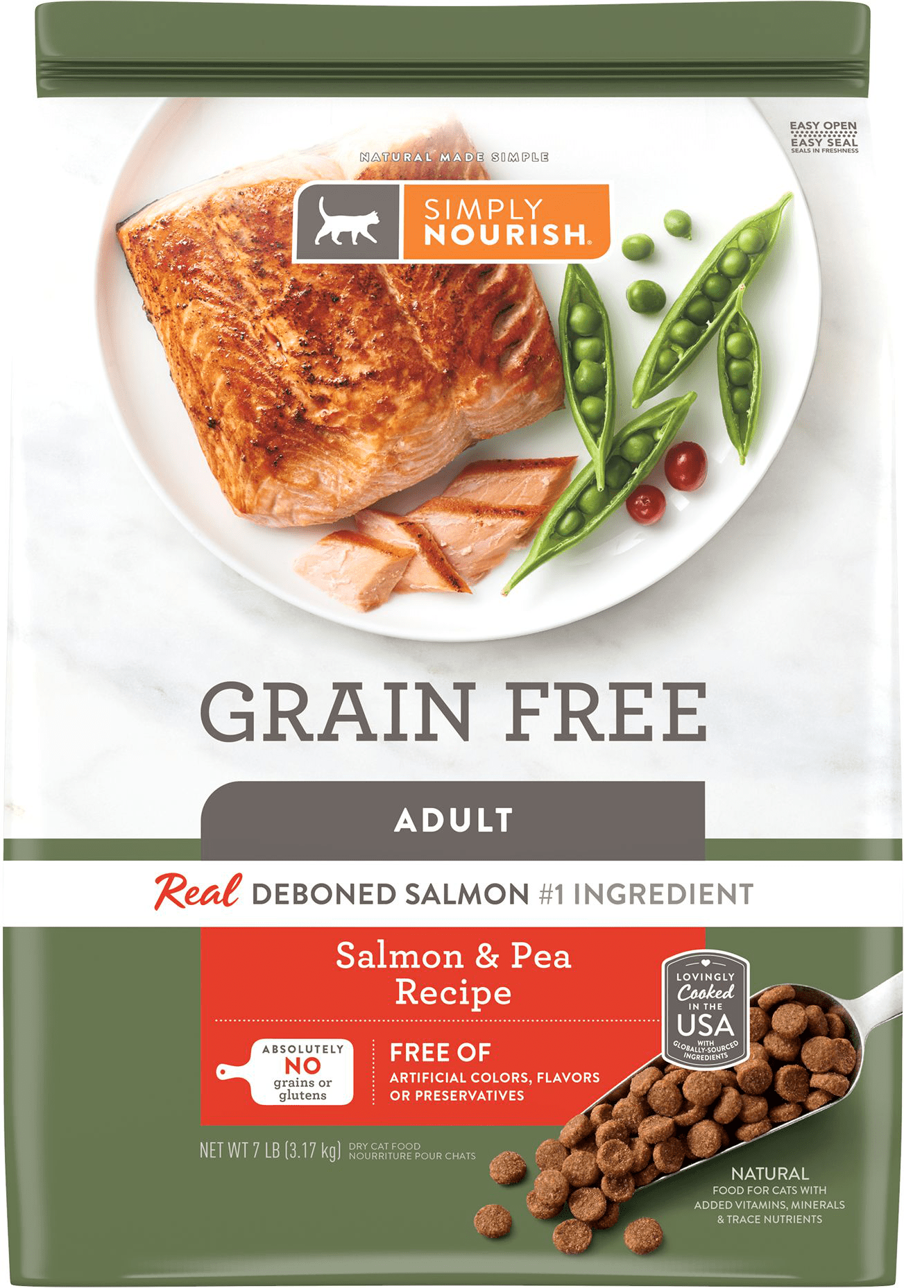 Simply Nourish Adult Dry Cat Food Natural, Grain Free, Salmon